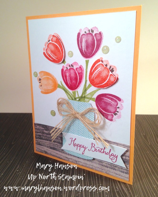 Tranquil Tulips Blue Patterned Vase Mary Hanson Up North Stampin'