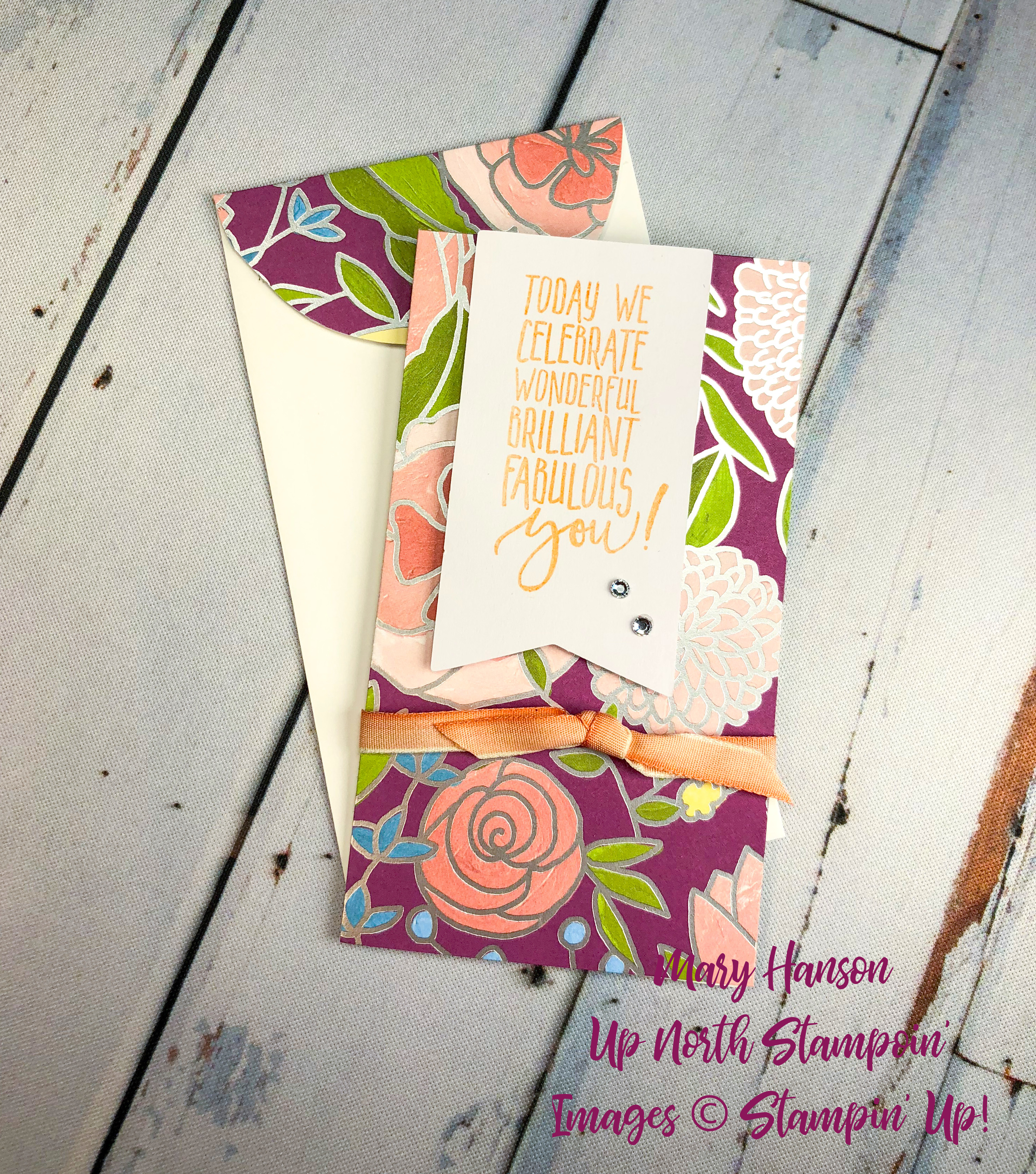 Sweet Soiree DSP 1 - Whisper White Narrow Notecards - Up North Stampin' - Mary Hanson
