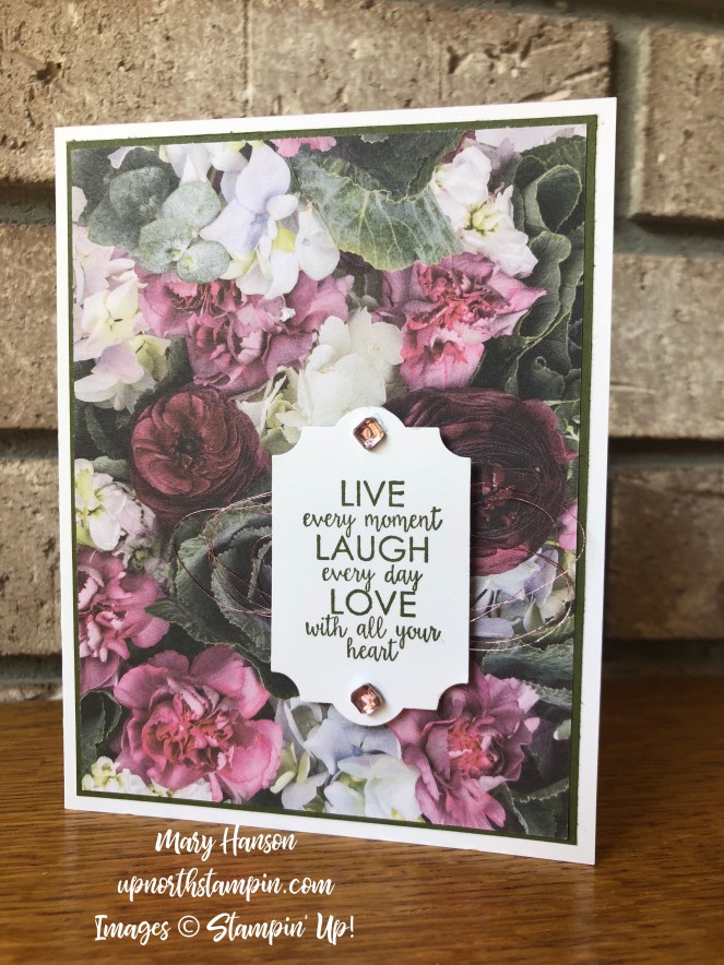 Petal Promenade DSP - Courage - Rose Metallic Thread - Petal Pink Rhinestone Gems - Mary Hanson - Up North Stampin'