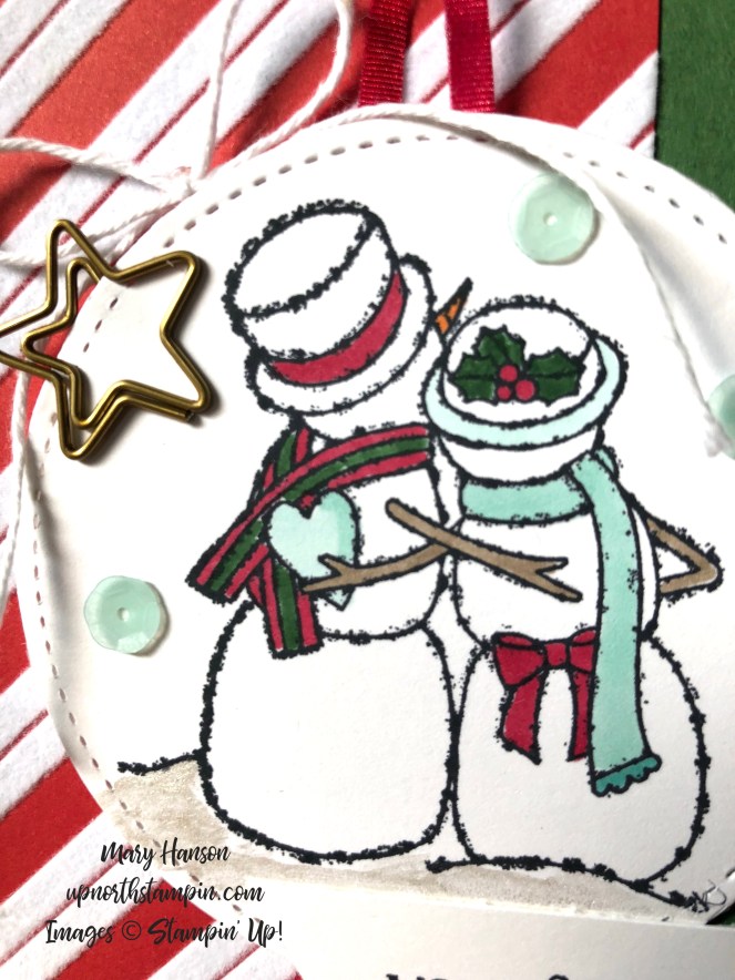 Spirited Snowman Close Up - Pool Party Real Red - Mary Hanson - Up North Stampin'