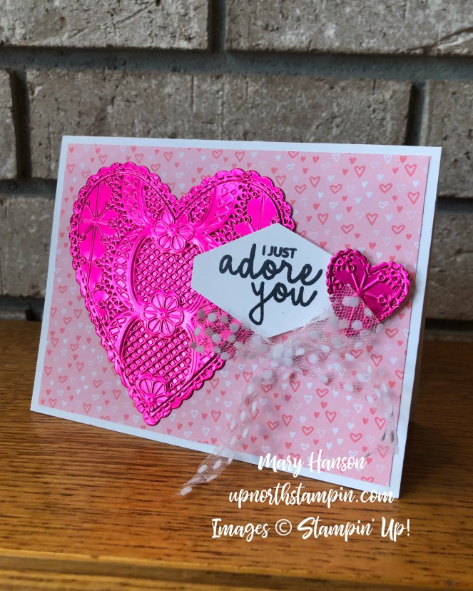 sale-a-bration foil sheets - incredible like you - lace embossing folder - mary hanson - up north stampin' - stampin' up!