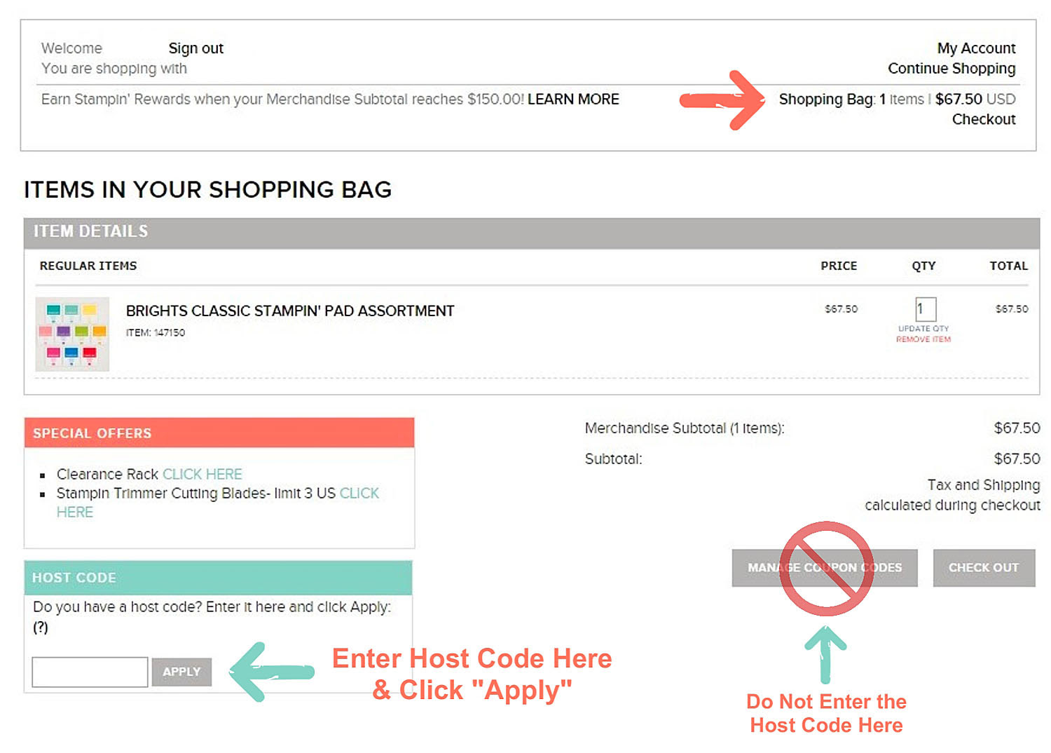 How to put a Host Code in
