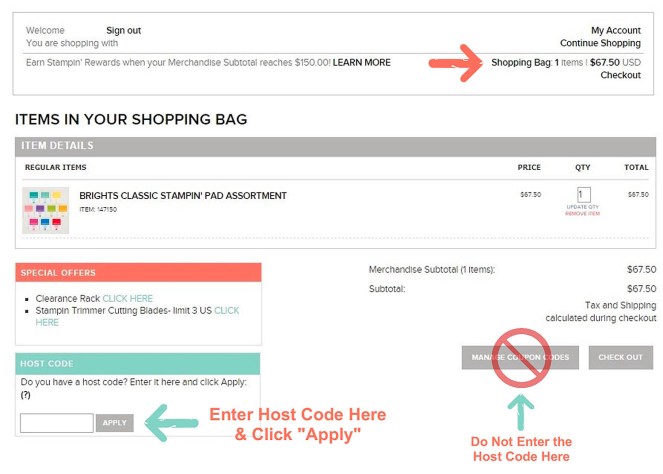How to put a Host Code in
