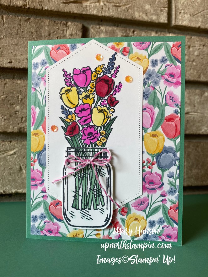 Jar of Flowers - 2 - Flowers for Every Season DSP - Lovely You - Mary Hanson - Up North Stampin'